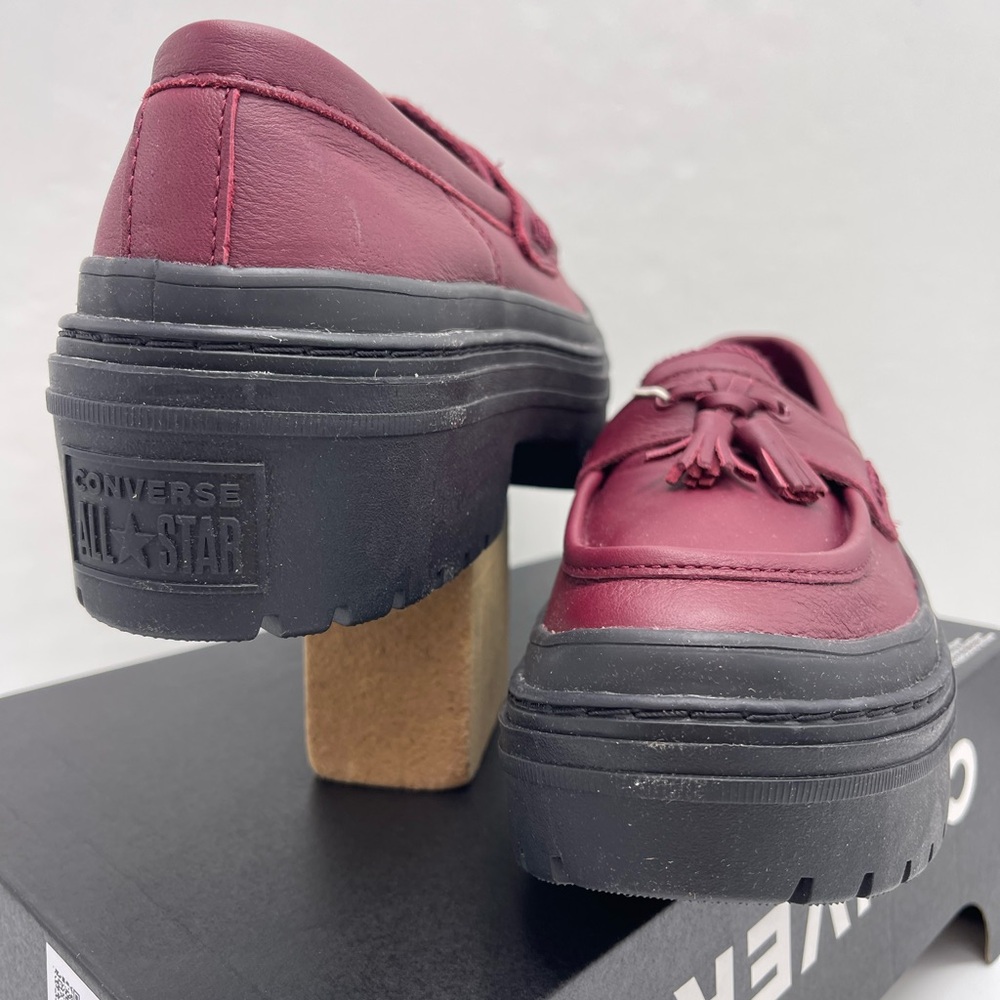 Converse Women's Burgundy Platform Loafers - Picture 11 of 16